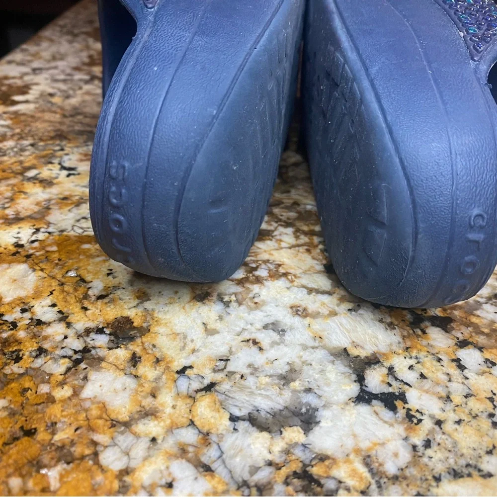 CROCS Sloane Embellished Flip Flop Navy Blue Sandals - Picture 7 of 9